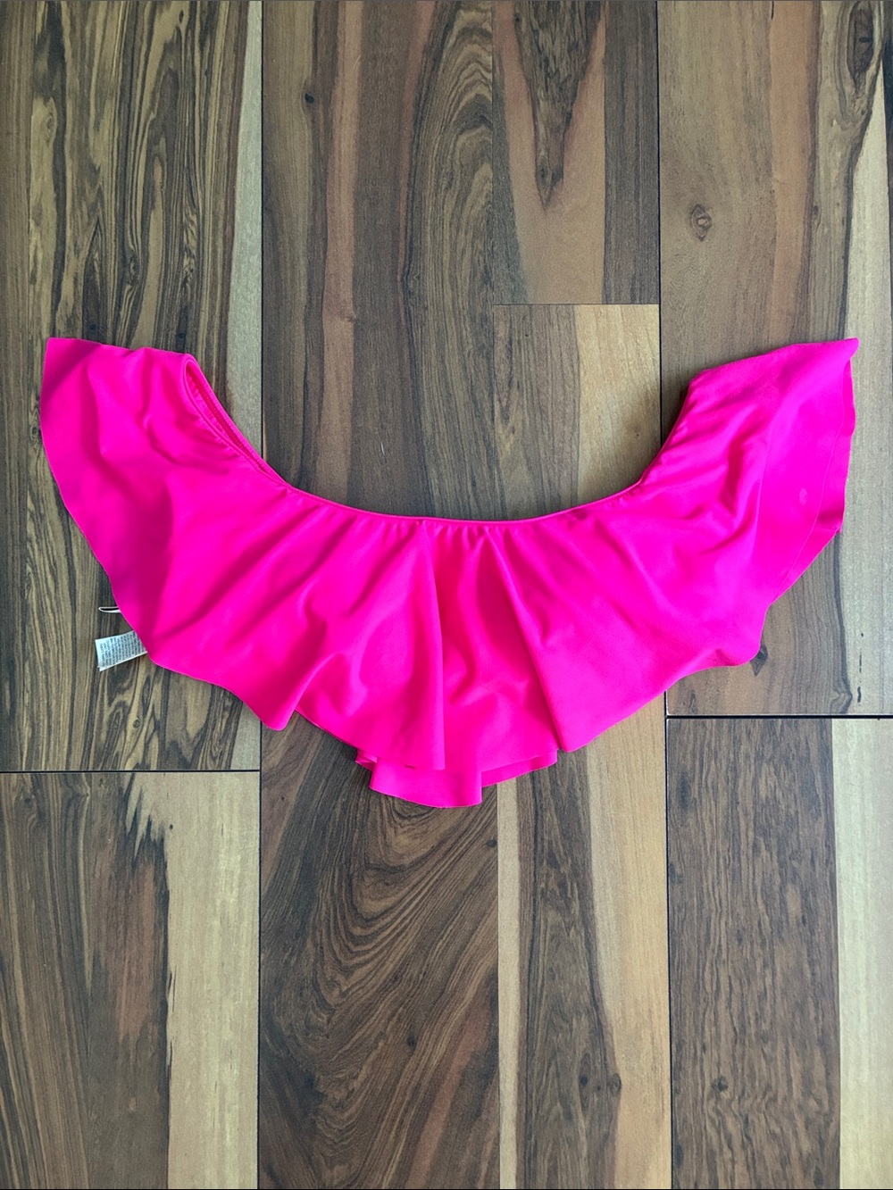 Trina Turk Off-Shoulder Ruffle Swim Top - Neon Pink
